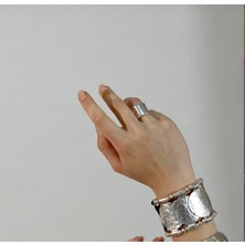 Zamak Metal ( 0 Nikel ) 925 Gümüş Kaplama Vintage Esnek Bileklik