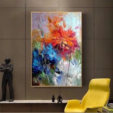 Renkli Soyut Çiçek Desenli Cam Tablo – Modern Sanat Temalı Duvar Dekoru