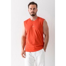 Erkek Bisiklet Yaka John Borners Baskılı Kolsuz T-Shirt Kırmızı - 2752