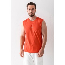 Erkek Bisiklet Yaka John Borners Baskılı Kolsuz T-Shirt Kırmızı - 2752