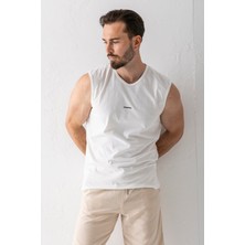 Erkek Bisiklet Yaka John Borners Baskılı Kolsuz T-Shirt Beyaz - 2752