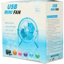 Masaüstü Metal Mini Fan Vantilatör USB Girişli 20 cm Çap