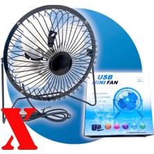Masaüstü Metal Mini Fan Vantilatör USB Girişli 20 cm Çap