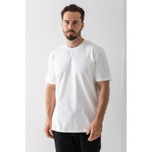 Erkek Bisiklet Yaka Basic Pamuklu T-Shirt Beyaz - 25Y 5446