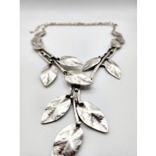 Zamak Metal ( 0 Nikel ) 925 Gümüş Kaplama Yaprak Figür Model Kolye
