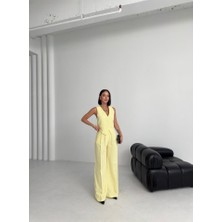 Alinn Butikk Keten Sirti Çapraz Geçi̇şli̇ Cepken Pantolon Takim