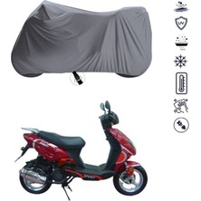 Tegin ACC | Ramzey Rmz 125 T-22 Bağlantı Tokalı Uyumlu Solarblock Prime Uyumlu Motosiklet Brandası | Su Geçirmez, %99 UV, Yansıtıcı Gümüş Üst, 360° Lastikli, Taşıma Çantalı