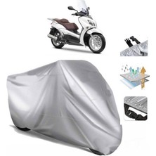 Tegin ACC | Yamaha X-City 250 (Bağlantı Tokalı) Uyumlu Solarblock Prime Uyumlu Motosiklet Brandası | Su Geçirmez, %99 UV, Yansıtıcı Gümüş Üst, 360° Lastikli, Taşıma Çantalı