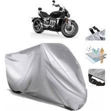 Tegin ACC | Triumph Rocket 3 Gt Arka Çanta (Bağlantı Tokalı) Uyumlu Solarblock Prime Uyumlu Motosiklet Brandası | Su Geçirmez, %99 UV, Yansıtıcı Gümüş Üst