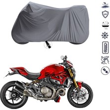 Tegin ACC | Ducati Monster 1200 S Bağlantı Tokalı Uyumlu Solarblock Prime Uyumlu Motosiklet Brandası | Su Geçirmez, %99 UV, Yansıtıcı Gümüş Üst, 360° Lastikli, Taşıma Çantalı