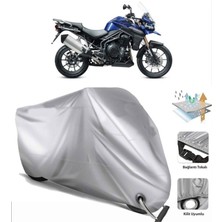 Tegin ACC | Triumph Tiger Explorer 1200 Arka Çanta (Bağlantı Tokalı) Uyumlu Solarblock Uyumlu Motosiklet Brandası | Su Geçirmez, %99 UV, Yansıtıcı Gümüş Üst