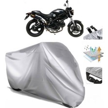 Tegin ACC | Ducati Monster 695 Arka Çanta (Bağlantı Tokalı) Uyumlu Solarblock Prime Uyumlu Motosiklet Brandası | Su Geçirmez, %99 UV, Yansıtıcı Gümüş Üst