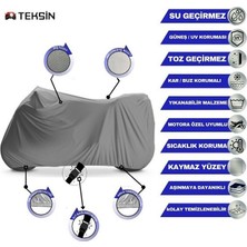 Tegin ACC | Regal Raptor Dd 300E Bağlantı Tokalı Uyumlu Solarblock Prime Uyumlu Motosiklet Brandası | Su Geçirmez, %99 UV, Yansıtıcı Gümüş Üst, 360° Lastikli, Taşıma Çantalı