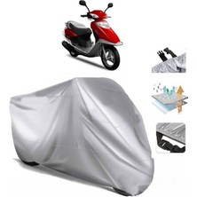 Tegin ACC | Yuki TK50Q3 Picasso 50 (Bağlantı Tokalı) Uyumlu Solarblock Prime Uyumlu Motosiklet Brandası | Su Geçirmez, %99 UV, Yansıtıcı Gümüş Üst, 360° Lastikli, Taşıma Çantalı