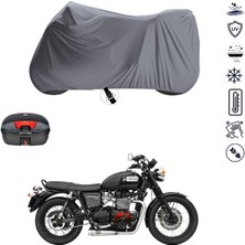 Tegin ACC | Triumph Bonneville Bağlantı Tokalı Uyumlu Solarblock Prime Uyumlu Motosiklet Brandası | Su Geçirmez, %99 UV, Yansıtıcı Gümüş Üst, 360° Lastikli, Taşıma Çantalı