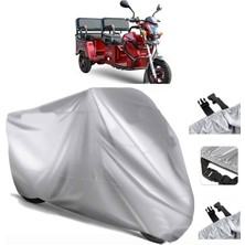 Tegin ACC | Yuki Pony Twin Elektrikli (Bağlantı Tokalı) Uyumlu Solarblock Prime Uyumlu Motosiklet Brandası | Su Geçirmez, %99 UV, Yansıtıcı Gümüş Üst