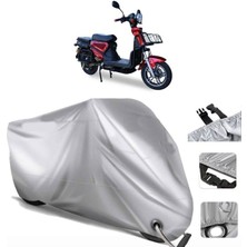 Tegin ACC | Motolux Kangoo 5000 Elektrikli Arka Çanta (Bağlantı Tokalı) Uyumlu Solarblock Uyumlu Motosiklet Brandası | Su Geçirmez, %99 UV, Yansıtıcı Gümüş Üst