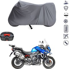 Tegin ACC | Triumph Tiger Explorer Xcx Bağlantı Tokalı Uyumlu Solarblock Uyumlu Motosiklet Brandası | Su Geçirmez, %99 UV, Yansıtıcı Gümüş Üst, 360° Lastikli, Taşıma Çantalı