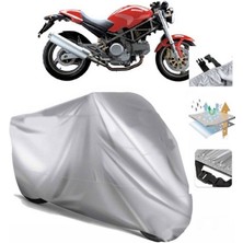 Tegin ACC | Ducati Monster 620IE (Bağlantı Tokalı) Uyumlu Solarblock Prime Uyumlu Motosiklet Brandası | Su Geçirmez, %99 UV, Yansıtıcı Gümüş Üst, 360° Lastikli, Taşıma Çantalı