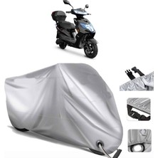 Tegin ACC | Yuki Yk-35 Luna Elektrikli Arka Çanta (Bağlantı Tokalı) Uyumlu Solarblock Uyumlu Motosiklet Brandası | Su Geçirmez, %99 UV, Yansıtıcı Gümüş Üst