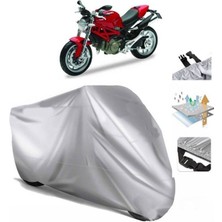 Tegin ACC | Ducati Monster 1100 Arka Çanta (Bağlantı Tokalı) Uyumlu Solarblock Prime Uyumlu Motosiklet Brandası | Su Geçirmez, %99 UV, Yansıtıcı Gümüş Üst