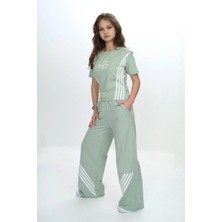 Kız Çocuk Ikili Alt&üst Takım -  Pantolon & Kısa Kollu Tişört – %100 Pamuk - Aüt - 2035