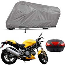 Tegin ACC | Ducati Monster 620IE Arka Çanta Bağlantı Tokalı Uyumlu Solarblock Uyumlu Motosiklet Brandası | Su Geçirmez, %99 UV, Yansıtıcı Gümüş Üst