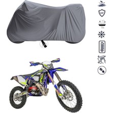 Tegin ACC | Sherco Enduro 250 Cross Bağlantı Tokalı Uyumlu Solarblock Prime Uyumlu Motosiklet Brandası | Su Geçirmez, %99 UV, Yansıtıcı Gümüş Üst, 360° Lastikli, Taşıma Çantalı