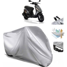 Tegin ACC | Piaggio Zip 50 Arka Çanta (Bağlantı Tokalı) Uyumlu Solarblock Prime Uyumlu Motosiklet Brandası | Su Geçirmez, %99 UV, Yansıtıcı Gümüş Üst
