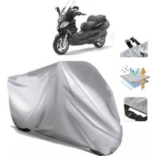 Tegin ACC | Piaggio X9 200 (Bağlantı Tokalı) Uyumlu Solarblock Prime Uyumlu Motosiklet Brandası | Su Geçirmez, %99 UV, Yansıtıcı Gümüş Üst, 360° Lastikli, Taşıma Çantalı