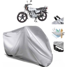 Tegin ACC | Mondial 100 Uag Arka Çanta (Bağlantı Tokalı) Uyumlu Solarblock Prime Uyumlu Motosiklet Brandası | Su Geçirmez, %99 UV, Yansıtıcı Gümüş Üst