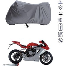 Tegin ACC | Mv Agusta F3 Eas Bağlantı Tokalı Uyumlu Solarblock Prime Uyumlu Motosiklet Brandası | Su Geçirmez, %99 UV, Yansıtıcı Gümüş Üst, 360° Lastikli, Taşıma Çantalı