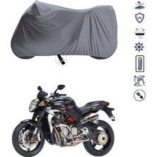 Tegin ACC | Mv Agusta Brutale 1078RR Bağlantı Tokalı Uyumlu Solarblock Uyumlu Motosiklet Brandası | Su Geçirmez, %99 UV, Yansıtıcı Gümüş Üst, 360° Lastikli, Taşıma Çantalı