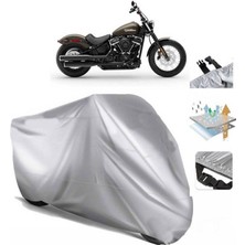 Tegin ACC | Softail Street Bob (Bağlantı Tokalı) Uyumlu Solarblock Prime Uyumlu Motosiklet Brandası | Su Geçirmez, %99 UV, Yansıtıcı Gümüş Üst, 360° Lastikli, Taşıma Çantalı