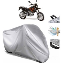 Tegin ACC | Ktm 640 Lc4 (Bağlantı Tokalı) Uyumlu Solarblock Prime Uyumlu Motosiklet Brandası | Su Geçirmez, %99 UV, Yansıtıcı Gümüş Üst, 360° Lastikli, Taşıma Çantalı