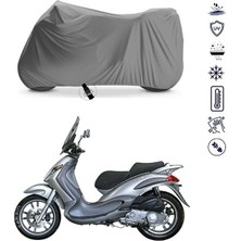Tegin ACC | Piaggio Beverly 200 Bağlantı Tokalı Uyumlu Solarblock Prime Uyumlu Motosiklet Brandası | Su Geçirmez, %99 UV, Yansıtıcı Gümüş Üst, 360° Lastikli, Taşıma Çantalı