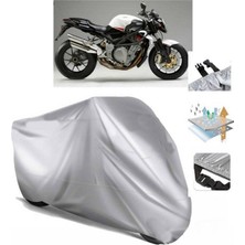 Tegin ACC | Mv Agusta Brutale 910 R (Bağlantı Tokalı) Uyumlu Solarblock Prime Uyumlu Motosiklet Brandası | Su Geçirmez, %99 UV, Yansıtıcı Gümüş Üst, 360° Lastikli, Taşıma Çantalı