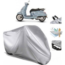 Tegin ACC | Peugeot Django 150 Arka Çanta (Bağlantı Tokalı) Uyumlu Solarblock Prime Uyumlu Motosiklet Brandası | Su Geçirmez, %99 UV, Yansıtıcı Gümüş Üst