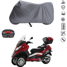 Tegin ACC | Piaggio Mp3 250 Bağlantı Tokalı Uyumlu Solarblock Prime Uyumlu Motosiklet Brandası | Su Geçirmez, %99 UV, Yansıtıcı Gümüş Üst, 360° Lastikli, Taşıma Çantalı