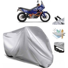 Tegin ACC | Ktm 990 Adventure Dakar (Bağlantı Tokalı) Uyumlu Solarblock Prime Uyumlu Motosiklet Brandası | Su Geçirmez, %99 UV, Yansıtıcı Gümüş Üst, 360° Lastikli, Taşıma Çantalı