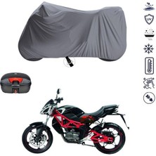 Tegin ACC | Megelli Naked Streetbike Bağlantı Tokalı Uyumlu Solarblock Uyumlu Motosiklet Brandası | Su Geçirmez, %99 UV, Yansıtıcı Gümüş Üst, 360° Lastikli, Taşıma Çantalı