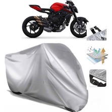 Tegin ACC | Mv Agusta Brutale 800 Arka Çanta (Bağlantı Tokalı) Uyumlu Solarblock Uyumlu Motosiklet Brandası | Su Geçirmez, %99 UV, Yansıtıcı Gümüş Üst