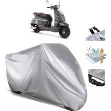 Tegin ACC | Peugeot Django 50 Arka Çanta (Bağlantı Tokalı) Uyumlu Solarblock Prime Uyumlu Motosiklet Brandası | Su Geçirmez, %99 UV, Yansıtıcı Gümüş Üst