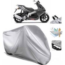 Tegin ACC | Derbi Gp1 250 (Bağlantı Tokalı) Uyumlu Solarblock Prime Uyumlu Motosiklet Brandası | Su Geçirmez, %99 UV, Yansıtıcı Gümüş Üst, 360° Lastikli, Taşıma Çantalı