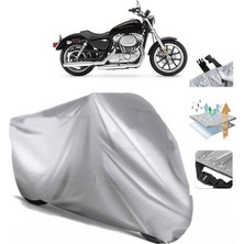 Tegin ACC | Sportster 883 Low (Bağlantı Tokalı) Uyumlu Solarblock Prime Uyumlu Motosiklet Brandası | Su Geçirmez, %99 UV, Yansıtıcı Gümüş Üst, 360° Lastikli, Taşıma Çantalı