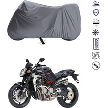 Tegin ACC | Mv Agusta Brutale 989 R Bağlantı Tokalı Uyumlu Solarblock Prime Uyumlu Motosiklet Brandası | Su Geçirmez, %99 UV, Yansıtıcı Gümüş Üst, 360° Lastikli, Taşıma Çantalı