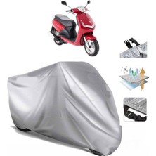 Tegin ACC | Peugeot Vivacity 125 Arka Çanta (Bağlantı Tokalı) Uyumlu Solarblock Uyumlu Motosiklet Brandası | Su Geçirmez, %99 UV, Yansıtıcı Gümüş Üst