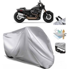 Tegin ACC | Softail Fat Bob (Bağlantı Tokalı) Uyumlu Solarblock Prime Uyumlu Motosiklet Brandası | Su Geçirmez, %99 UV, Yansıtıcı Gümüş Üst, 360° Lastikli, Taşıma Çantalı