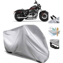 Tegin ACC | Sportster Forty-Eight Special Arka Çanta (Bağlantı Tokalı) Uyumlu Solarblock Uyumlu Motosiklet Brandası | Su Geçirmez, %99 UV, Yansıtıcı Gümüş Üst