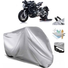 Tegin ACC | Mv Agusta Brutale Dragster 800 (Bağlantı Tokalı) Uyumlu Solarblock Prime Uyumlu Motosiklet Brandası | Su Geçirmez, %99 UV, Yansıtıcı Gümüş Üst